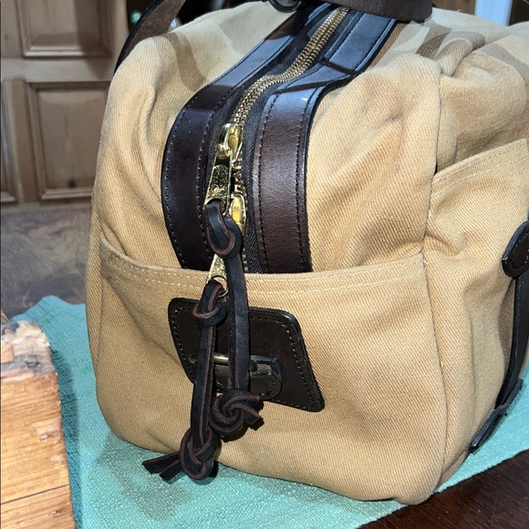Filson Small Rugged Twill Duffel Bag in Camel Color - Picture 2 of 14